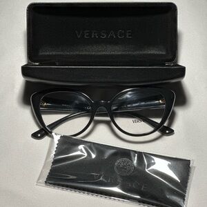 Versace Elegant Black Cat-Eye Glasses
